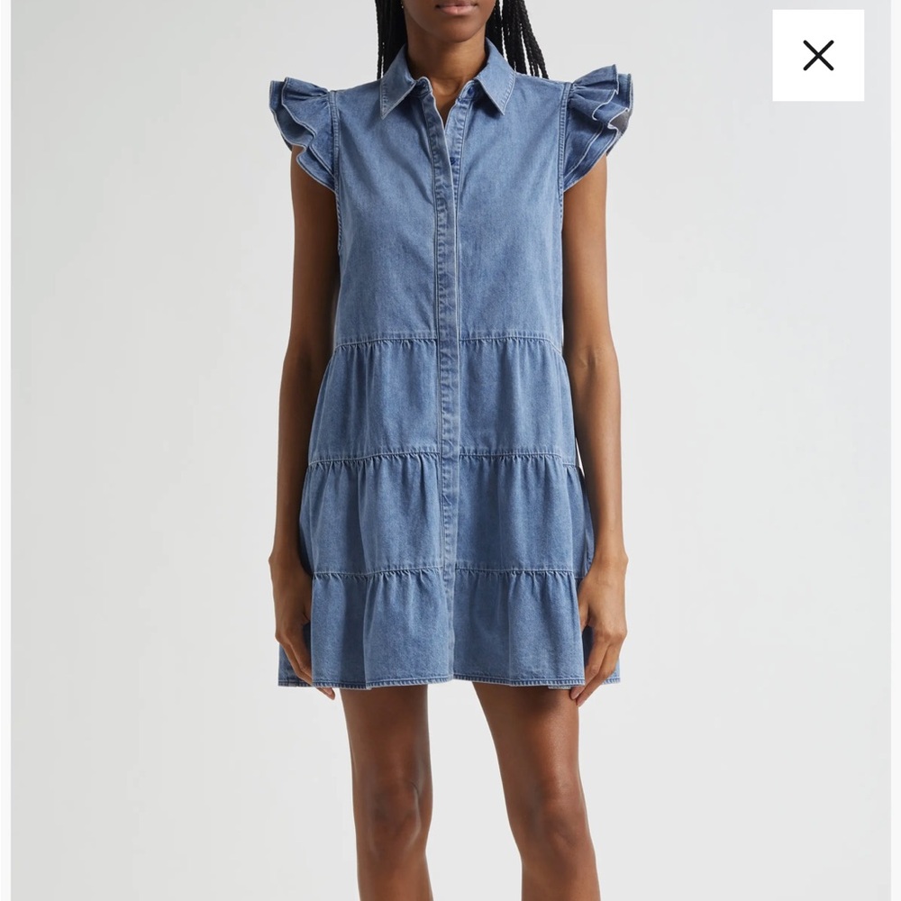 Alice + Olivia Jem Tiered Denim Minidress (M)